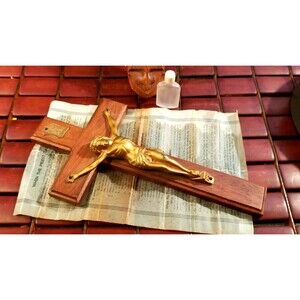 Vintage Last Rights Crucifix W/ Holy Water Vial Stations of the Cross Sick Call